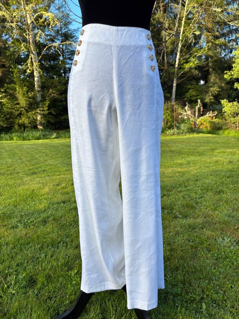 J. Jill  Linen Wide-Leg Pants with Button Detail